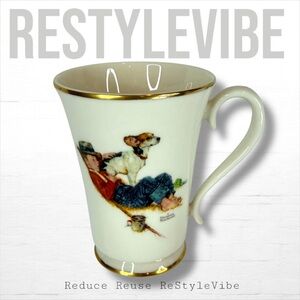 NORMAN ROCKWELL GORHAM Cup Mug A Boy and His Dog Limited Edition Fine China